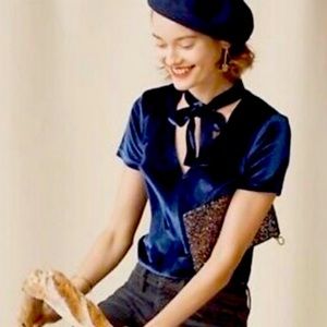 Madewell Blue Velvet Top XL